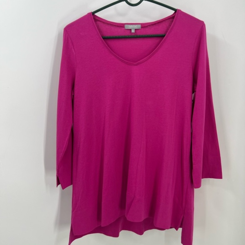 Habitat clothes to live in- V-neck high low pink tunic length oversized top XS